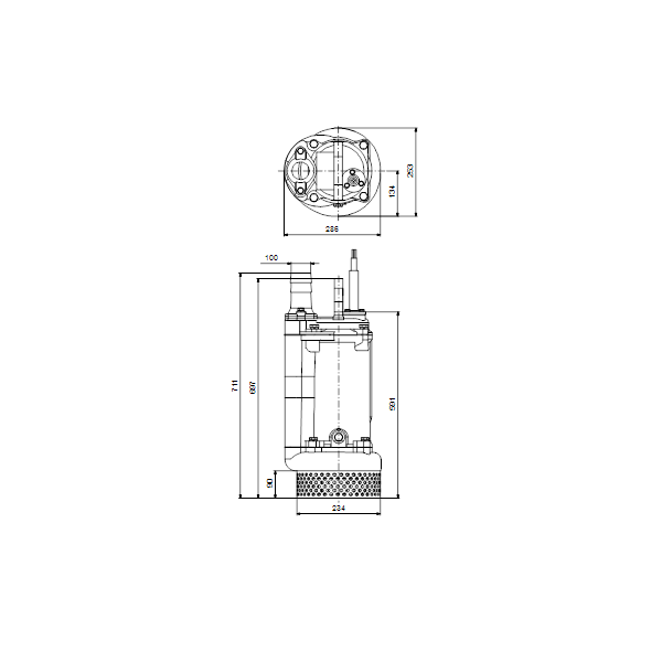 Дренажный погружной канализационный насос Grundfos для канализаций DWK.O.10.100.37.5.0E.R артикул 96922732 – габаритный чертеж