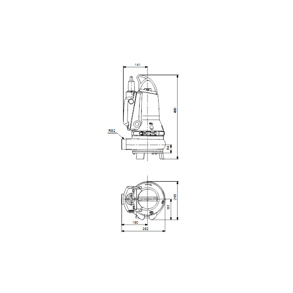 Дренажный погружной канализационный насос Grundfos для канализаций EF30.50.09.E.EX.2.1.502 артикул 96877518 – габаритный чертеж