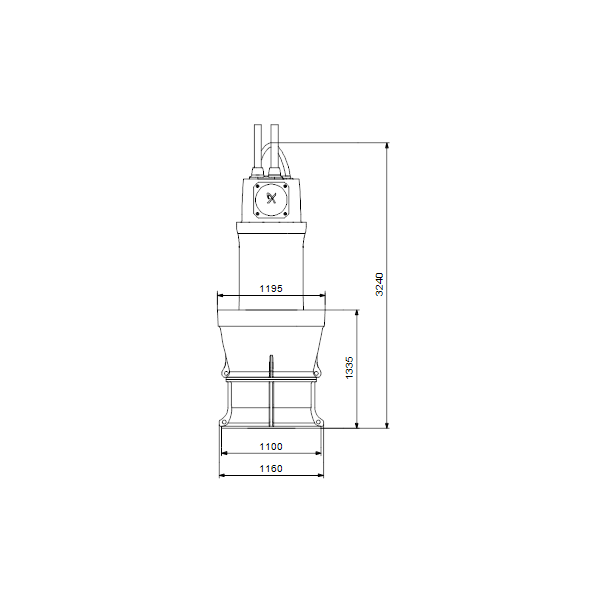Дренажный погружной насос Grundfos для канализаций и водозабора KPL.1200.300.10.T.50.15.L.40 артикул 99265615 – габаритный чертеж