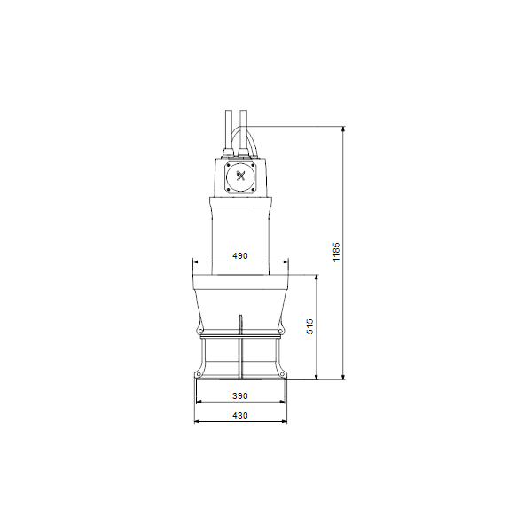 Дренажный погружной насос Grundfos для канализаций и водозабора KPL.500.11.4.T.50.9.L.40 артикул 99265355 – габаритный чертеж