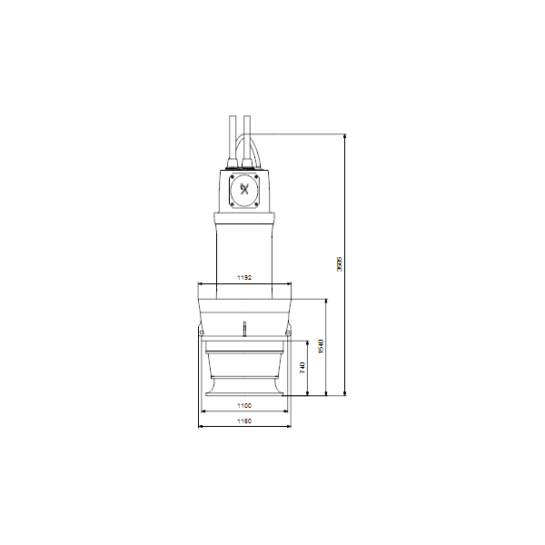 Дренажный погружной насос Grundfos для канализаций и водозабора KWM.1200.500.8.T.50.770.M.40 артикул 99301626 – габаритный чертеж