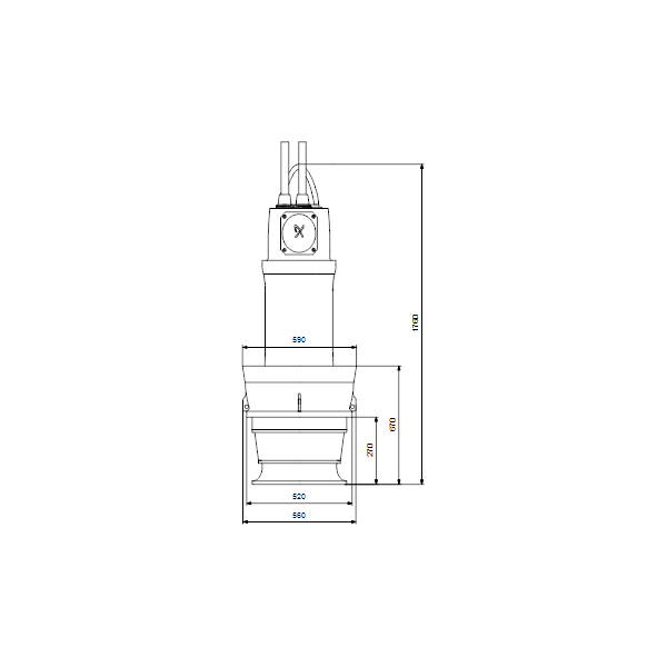 Дренажный погружной насос Grundfos для канализаций и водозабора KWM.600.37.4.T.50.310.H.40 артикул 99265849 – габаритный чертеж