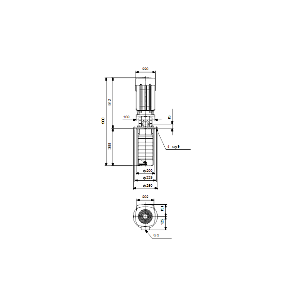 Полупогружной насос Grundfos MTR 10-10/10 A-W-I-HUUV артикул 96520054 – габаритный чертеж