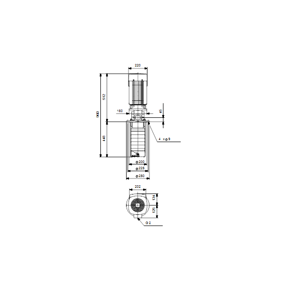 Полупогружной насос Grundfos MTR 10-12/12 A-W-I-HUUV артикул 96519973 – габаритный чертеж