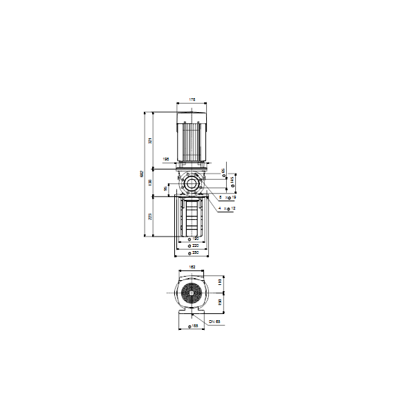 Полупогружной насос Grundfos MTR 32-2/1 A-F-A-HUUV артикул 98513676 – габаритный чертеж
