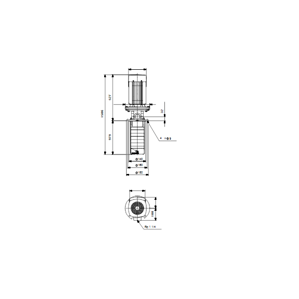 Полупогружной насос Grundfos MTR 5-32/32 A-W-I-HUUV артикул 96519726 – габаритный чертеж