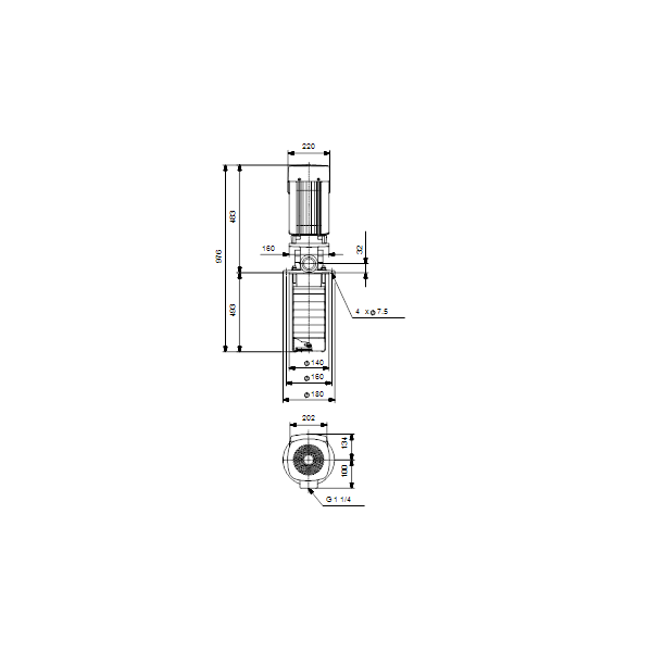 Полупогружной насос Grundfos MTR 8-12/12 A-W-A-HUUV артикул 98825708 – габаритный чертеж
