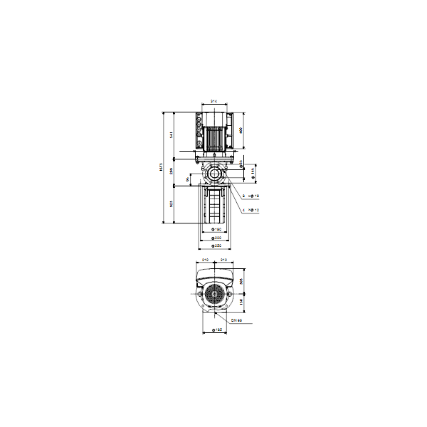 Полупогружной насос Grundfos MTRE 32-12/12 A-F-A-HUUV артикул 96550038 – габаритный чертеж