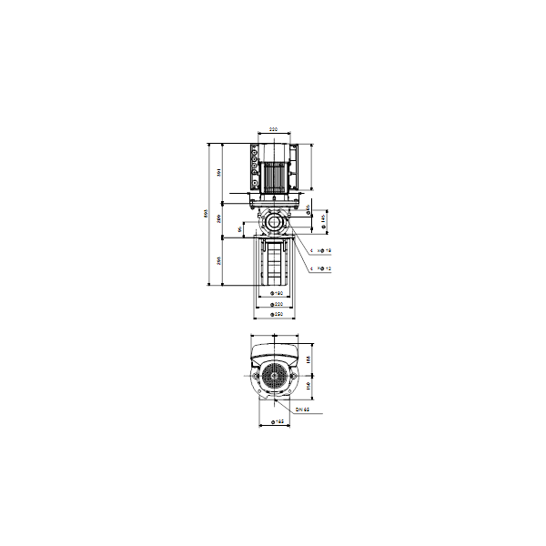 Полупогружной насос Grundfos MTRE 32-3/3 A-F-A-HUUV артикул 96550028 – габаритный чертеж