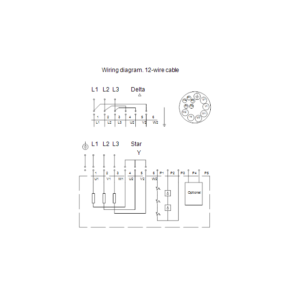 Погружной канализационный насос Grundfos SL2.125.300.110.6.52E.S.EX.51D артикул 99354611 – схема подключения
