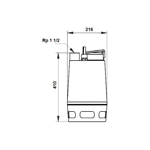 Погружной дренажный канализационный насос Grundfos Unilift AP 35.40.08.1.V артикул 96001672 – габаритный чертеж