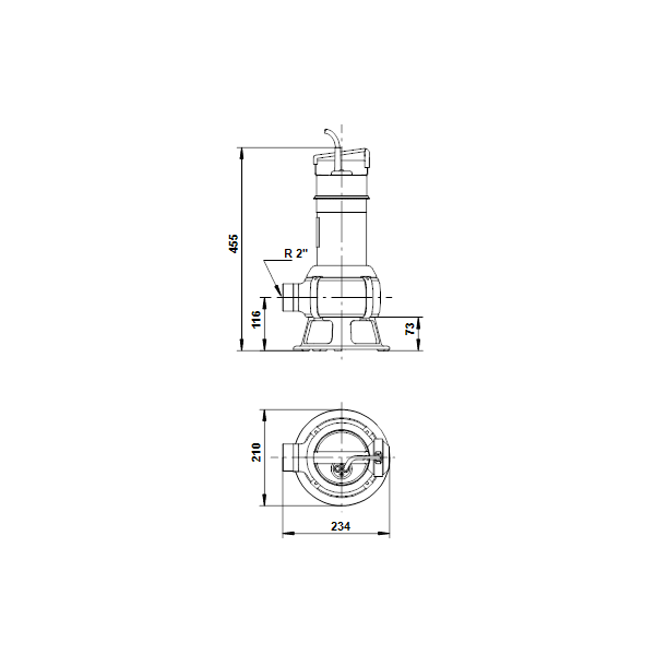 Погружной дренажный канализационный насос Grundfos Unilift AP 35B.50.08.3.V артикул 96468193 – габаритный чертеж