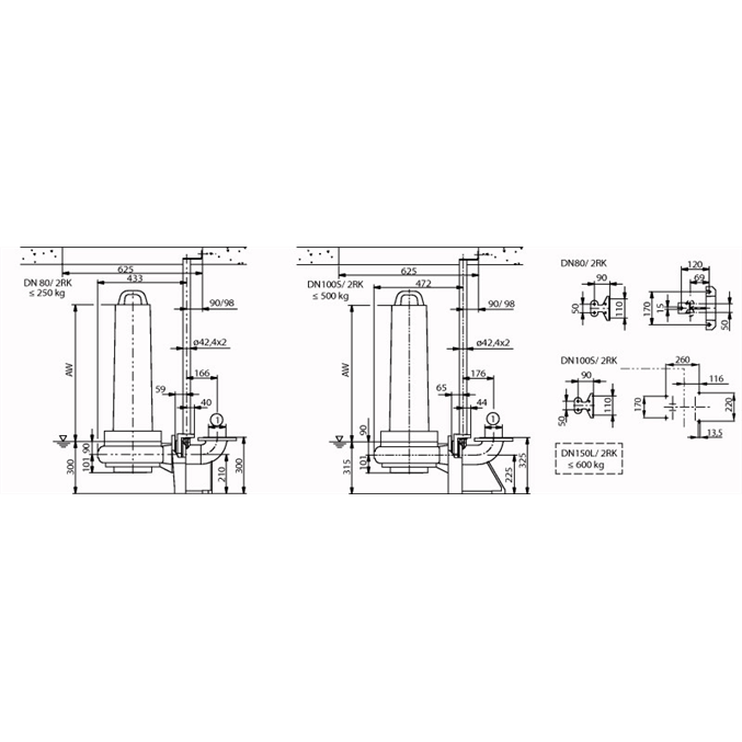 Габаритный чертеж насоса Wilo EMU FA 08.73W-150+T20.1-2/22G