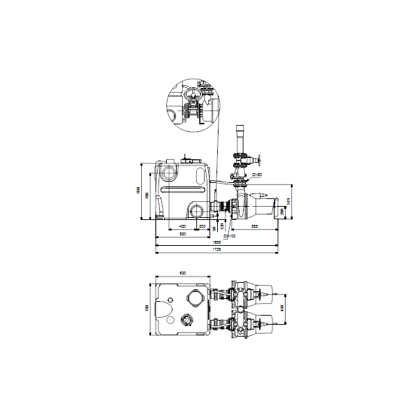 Насосная станция Grundfos Multilift MD1.80.80.30.4.50D/450.SL артикул 97577861 – габаритный чертеж