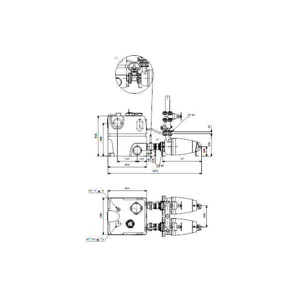Насосная станция Grundfos Multilift MDV.65.80.40.2.51D/450.SE артикул 96102278 – габаритный чертеж